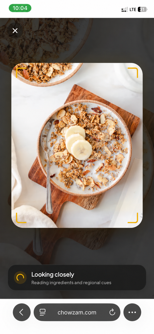 Food scanning screen